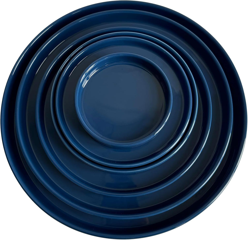 Yukfona Ceramic Plant Saucer Tray 2 Pcs 8 Inch Blue, 8.5" OD x8.15 ID x1 Deep| Fits flower pots Bottom≤ 8.15", Heavy