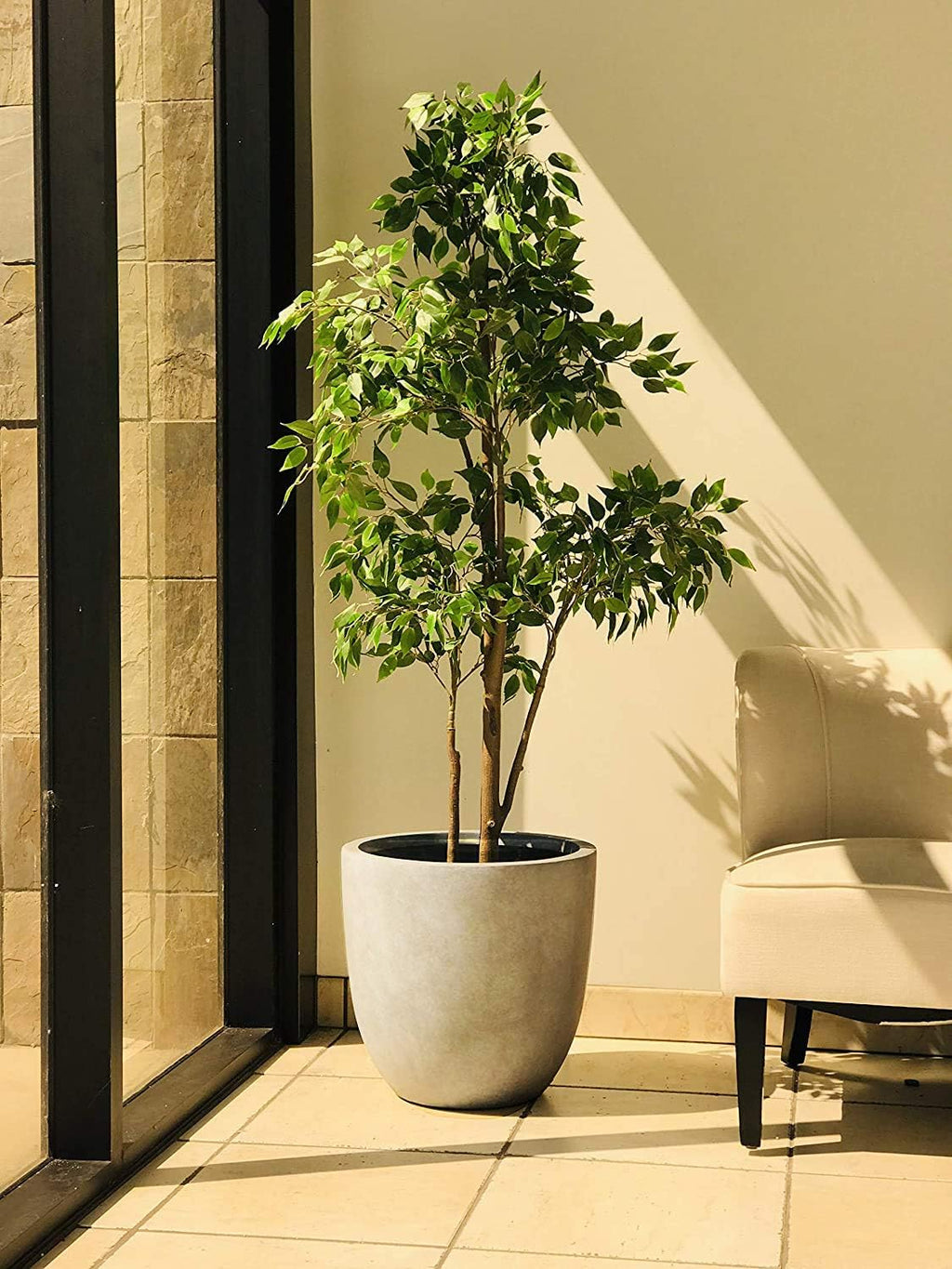 Kante Large 18" Round Concrete Planter, Modern Bowl Plant Pot for Home | Drainage Hole & Rubber Plug, Premium and