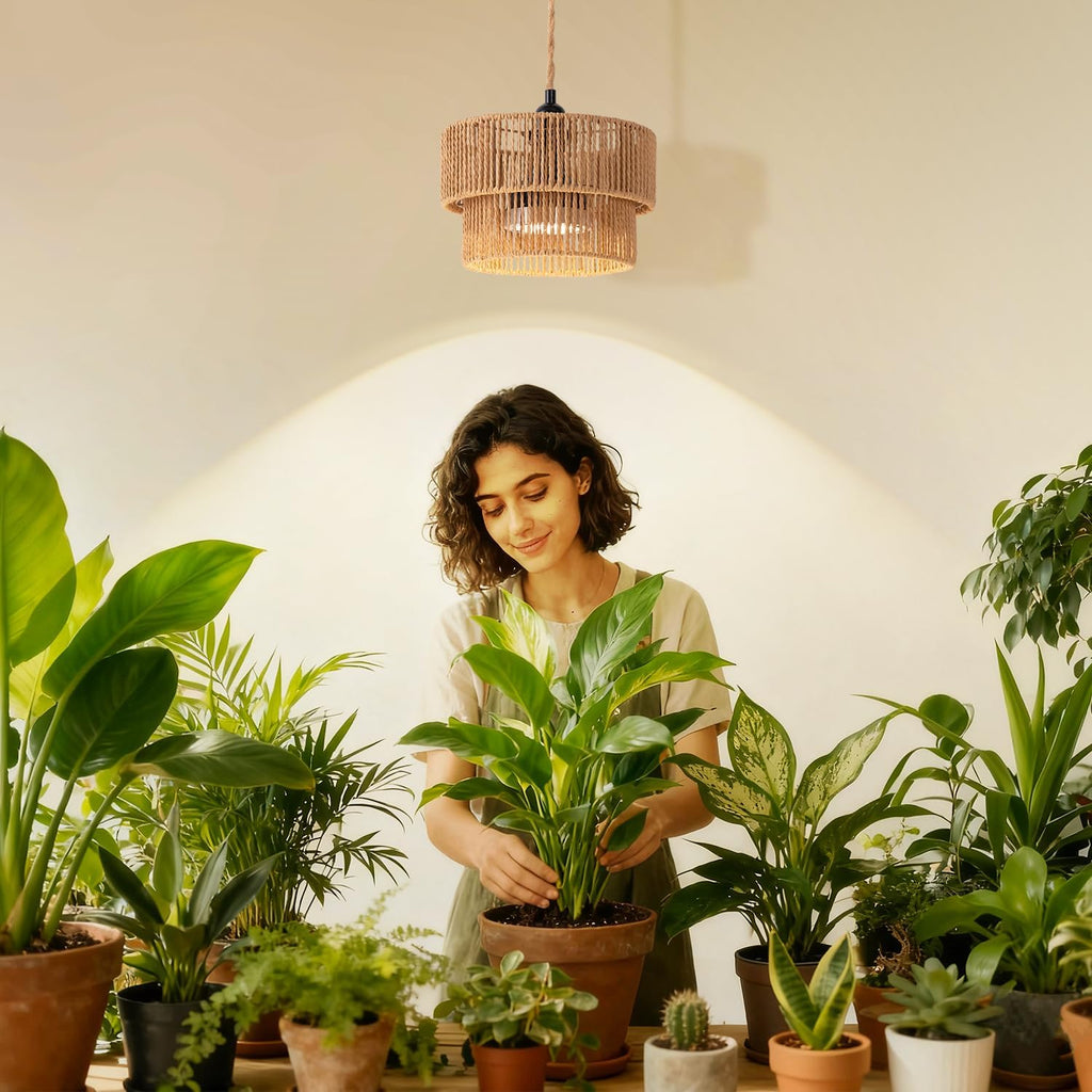 Hanging Grow Light, 30W LED Lamp with Timer for Indoor Plants | 4000K LED plant lamp with 15 ft cord, outlet timer, and