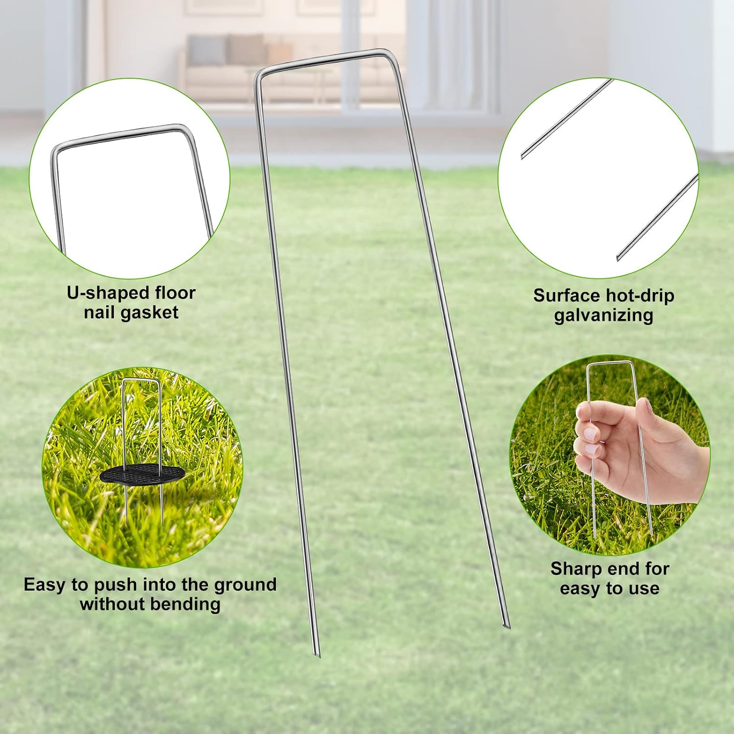 602 Pcs Landscape Staples Set 300Pcs 6 Inch Anti Rust Garden Stakes U Shaped Galvanized Garden Staple Landscaping