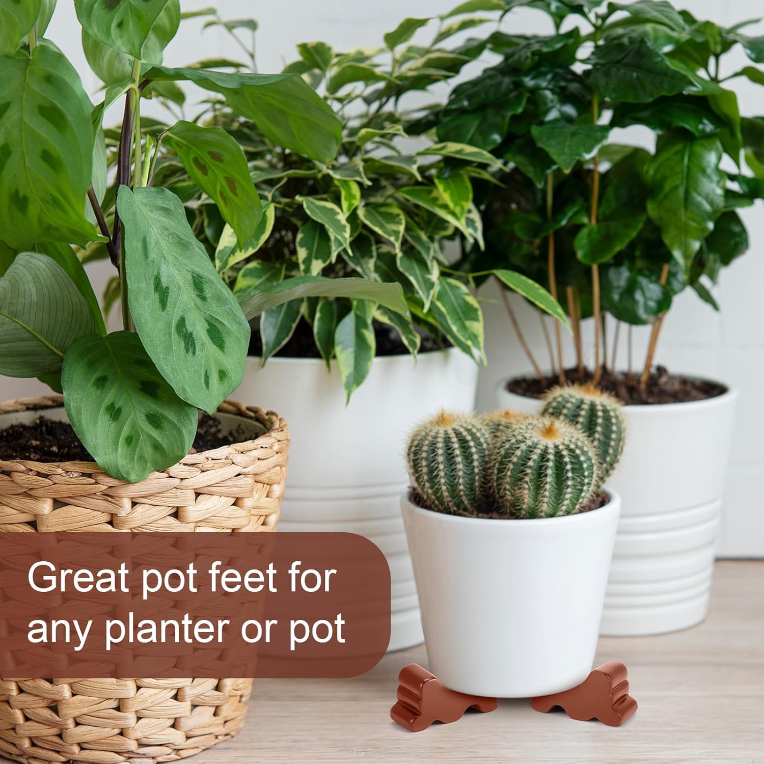 Kigeli 6 Pcs Resin Garden Pot Feet for Outdoor Planters 3 Inch Long 1.5 Inch Tall Flower Handmade Elevator Plant Feet