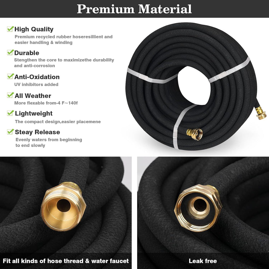 5/8" Soaker Hose for Garden Drip Hose Irrigation System with Solid Brass Fitting for Lawns Flower Beds & Vegetable