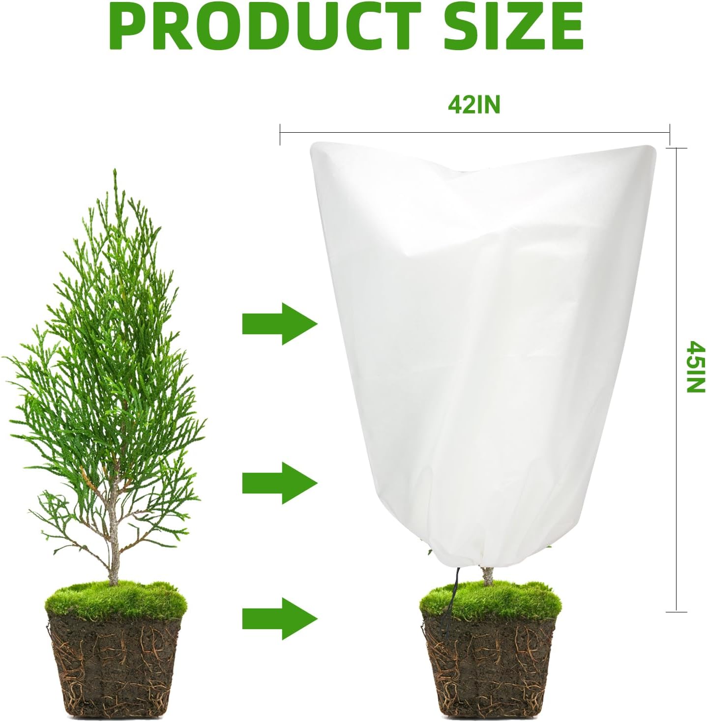 3 Packs Plant Covers Freeze Protection, 42" x 45" 2.25 oz Frost Cloth Plant Freeze Protection Tree Jacket Cover for