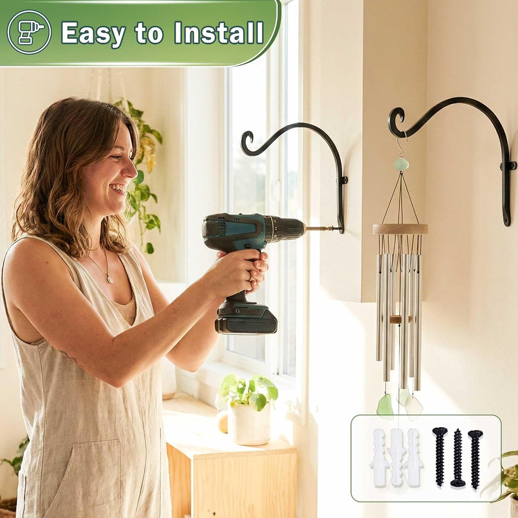 AJART Heavy-Duty Plant Hanger Outdoor: 12" / 2 Pieces Hanging Plant Bracket | Can Hold 50 Lbs Plant Basket or Large