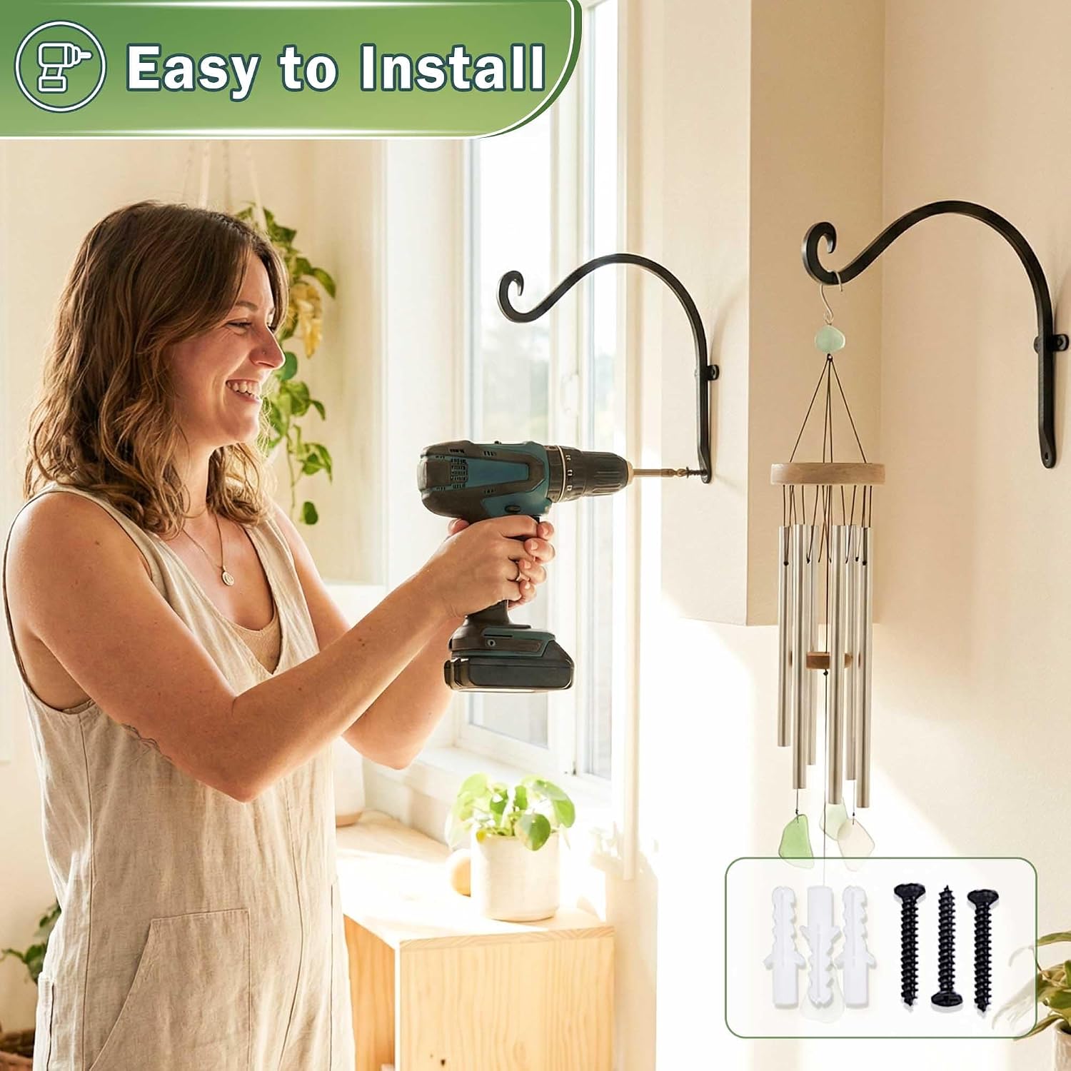 AJART Heavy-Duty Plant Hanger Outdoor: 12" / 2 Pieces Hanging Plant Bracket | Can Hold 50 Lbs Plant Basket or Large