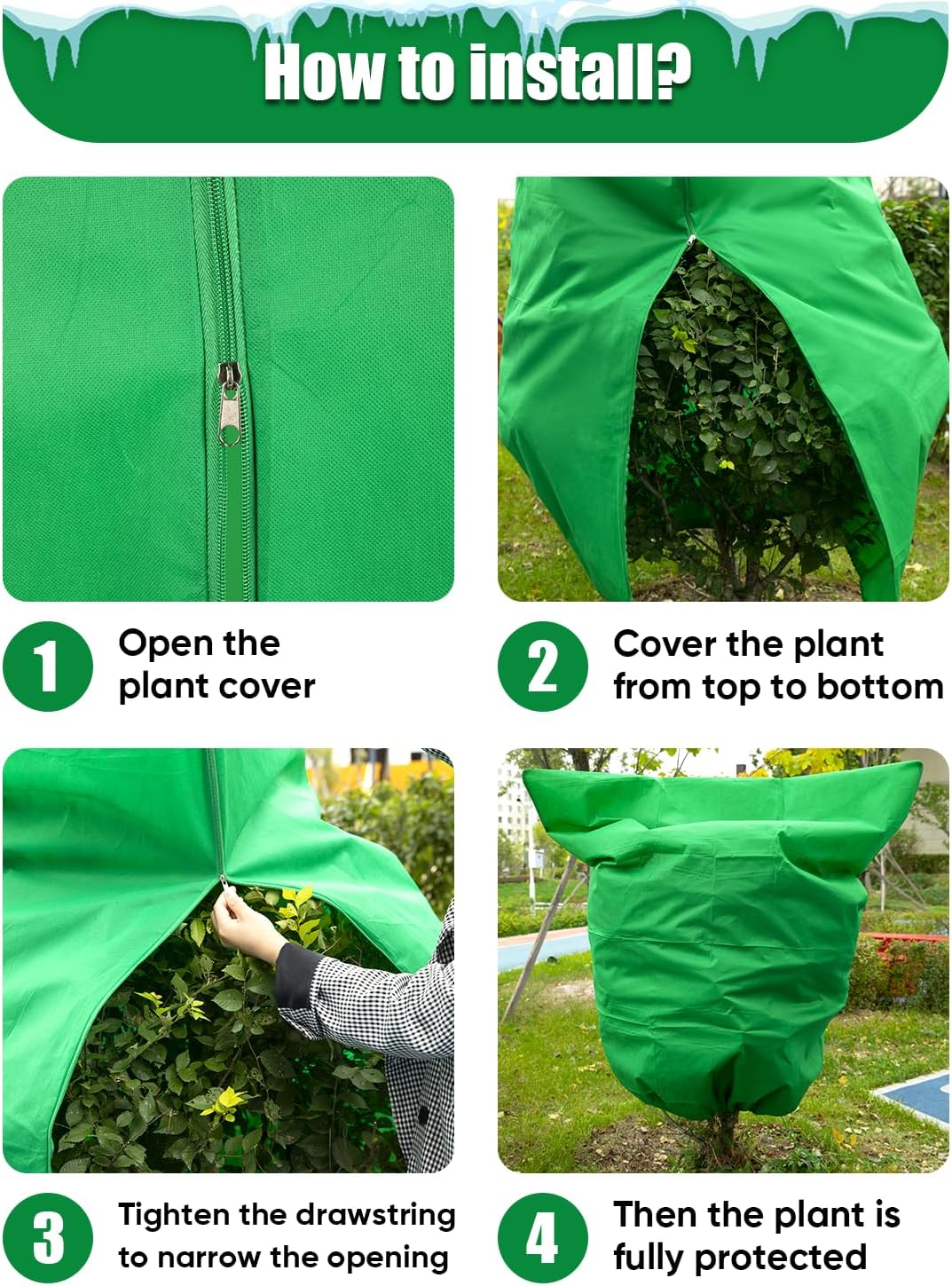 LCHUANG 2Pack Winter Plant Covers Freeze Protection - 71" x 63" Large Thickened Frost Blankets for Plants Fruit Tree
