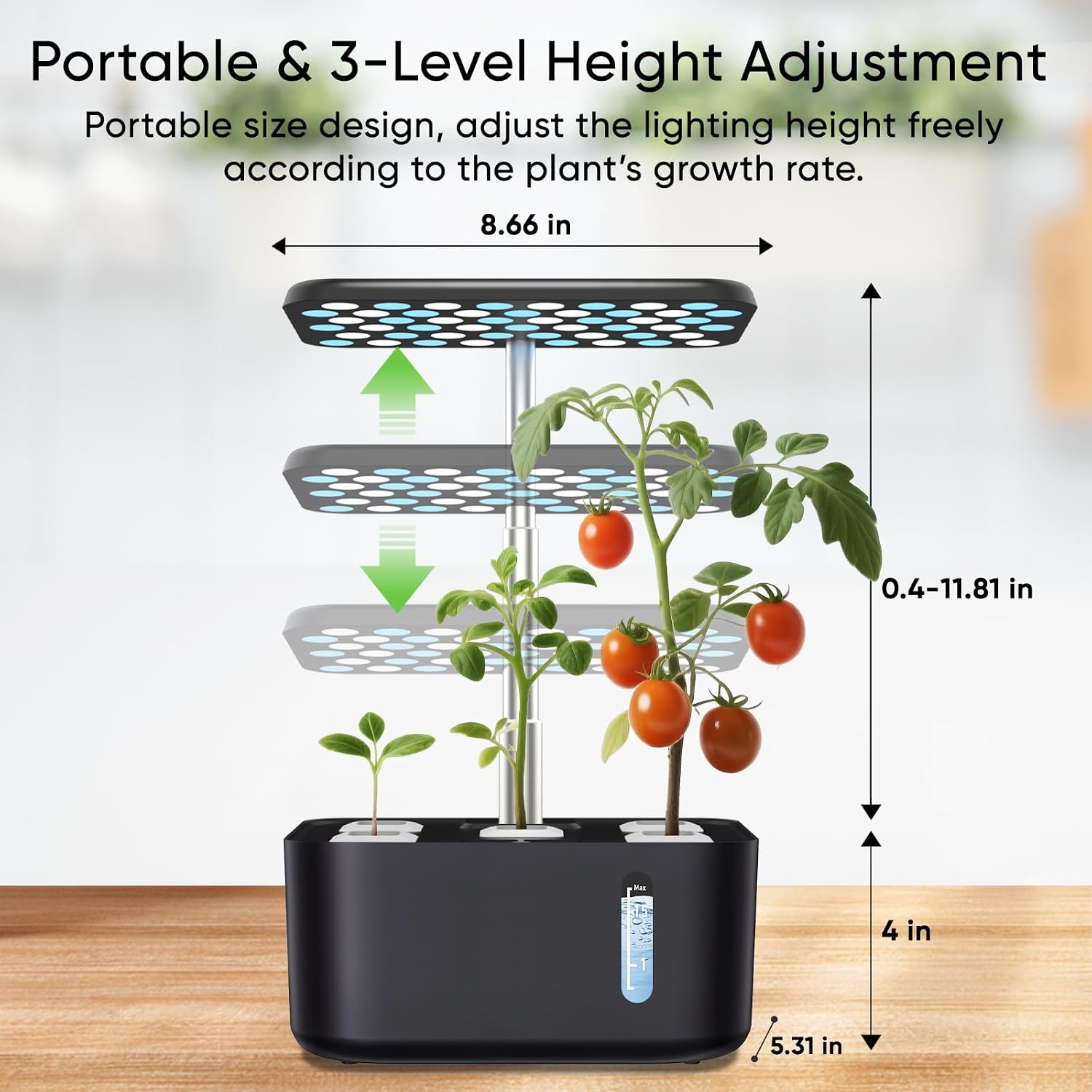 Indoor Hydroponic Growing System with LED Grow Light, Quiet Smart Water Pump, 5 Pods, Automatic Timer, Perfect for