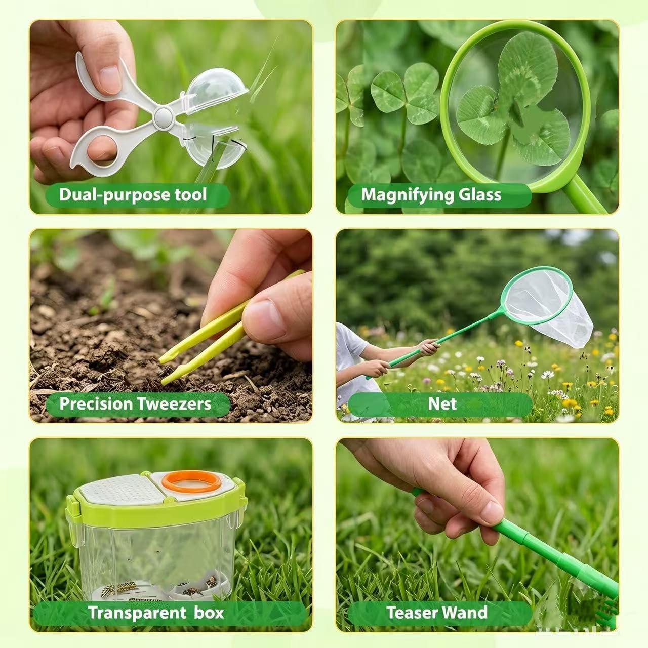 16Pcs Kids Gardening Tools,2-in-1 Kids Garening Wheelbarrow Toys | With Shovel,Rake,Hoe and Observation Box,STEM