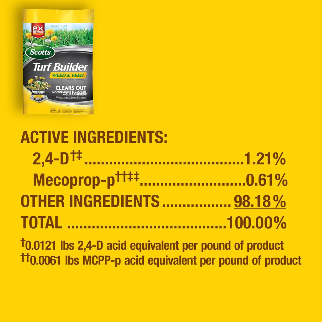 Scotts Turf Builder Weed & Feed3, 14.29 lbs. | Weed Killer Plus Lawn Fertilizer, Controls Dandelion and Clover, Covers