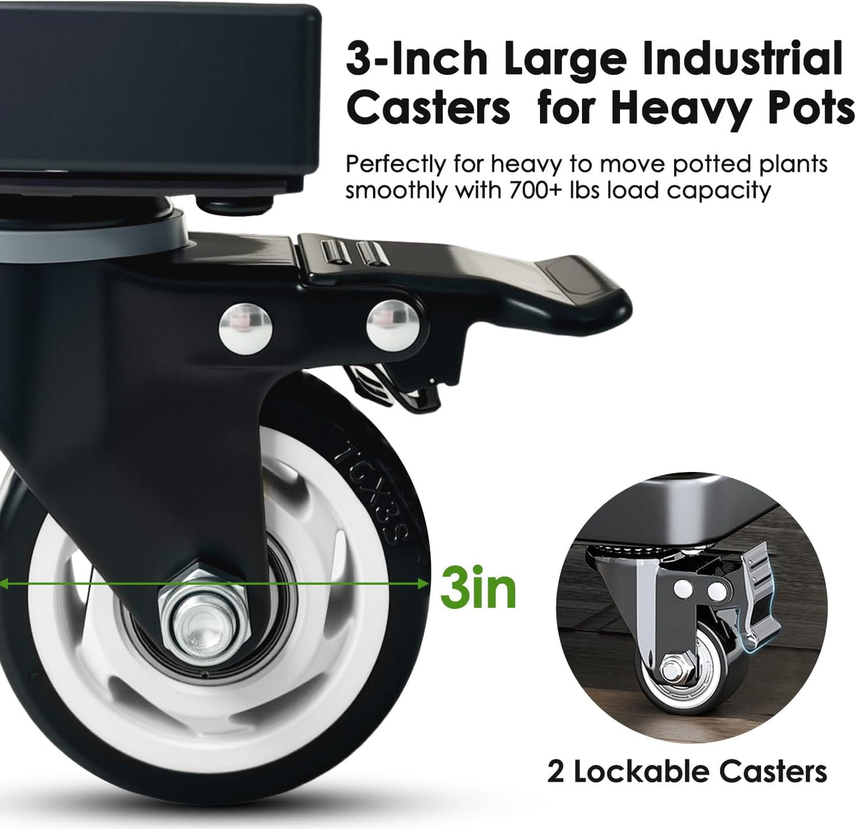 25" Plant Caddy with Wheels Heavy Duty,800Lbs Large Metal Plant Dolly,Rolling Square Plant Stand with Industrial