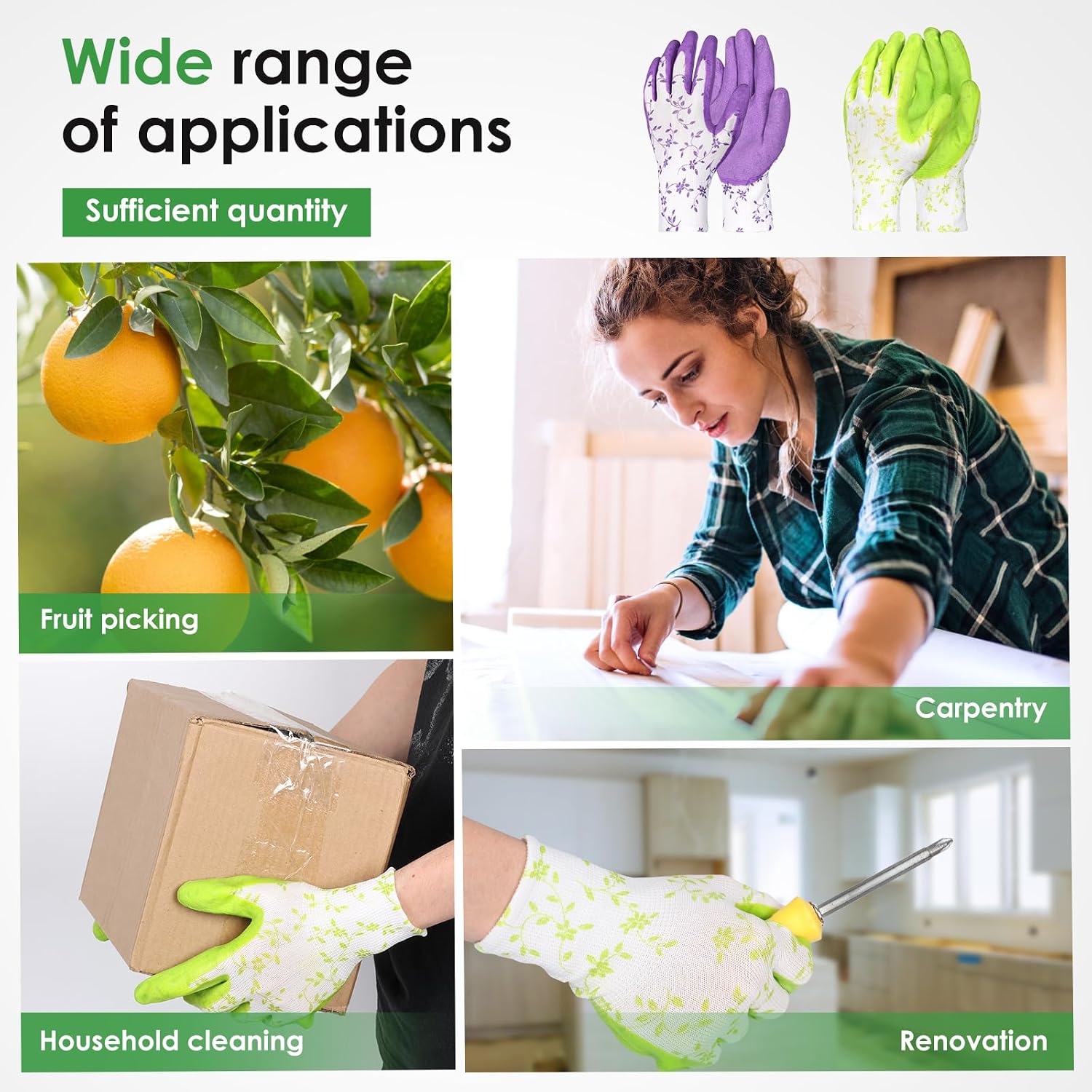 24 Pairs Gardening Gloves Bulk for Women,Thorn Proof Heavy Duty Garden Gloves, Breathable Nylon Latex Coated Yard