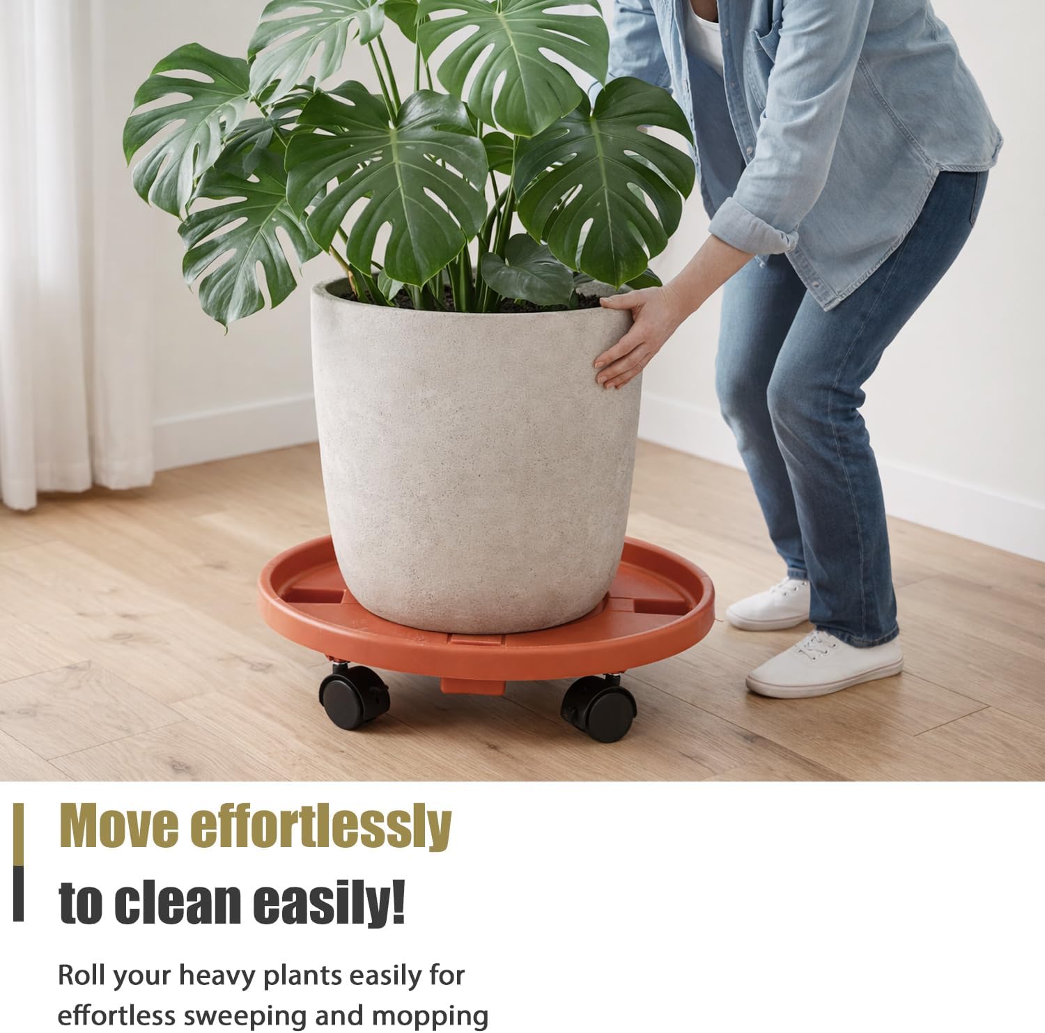 4-pack 17.3" Extra-large Plant Caddy with Wheels Plastic Plant Dolly with Casters Flower Pot Mover Rollers Wheeled