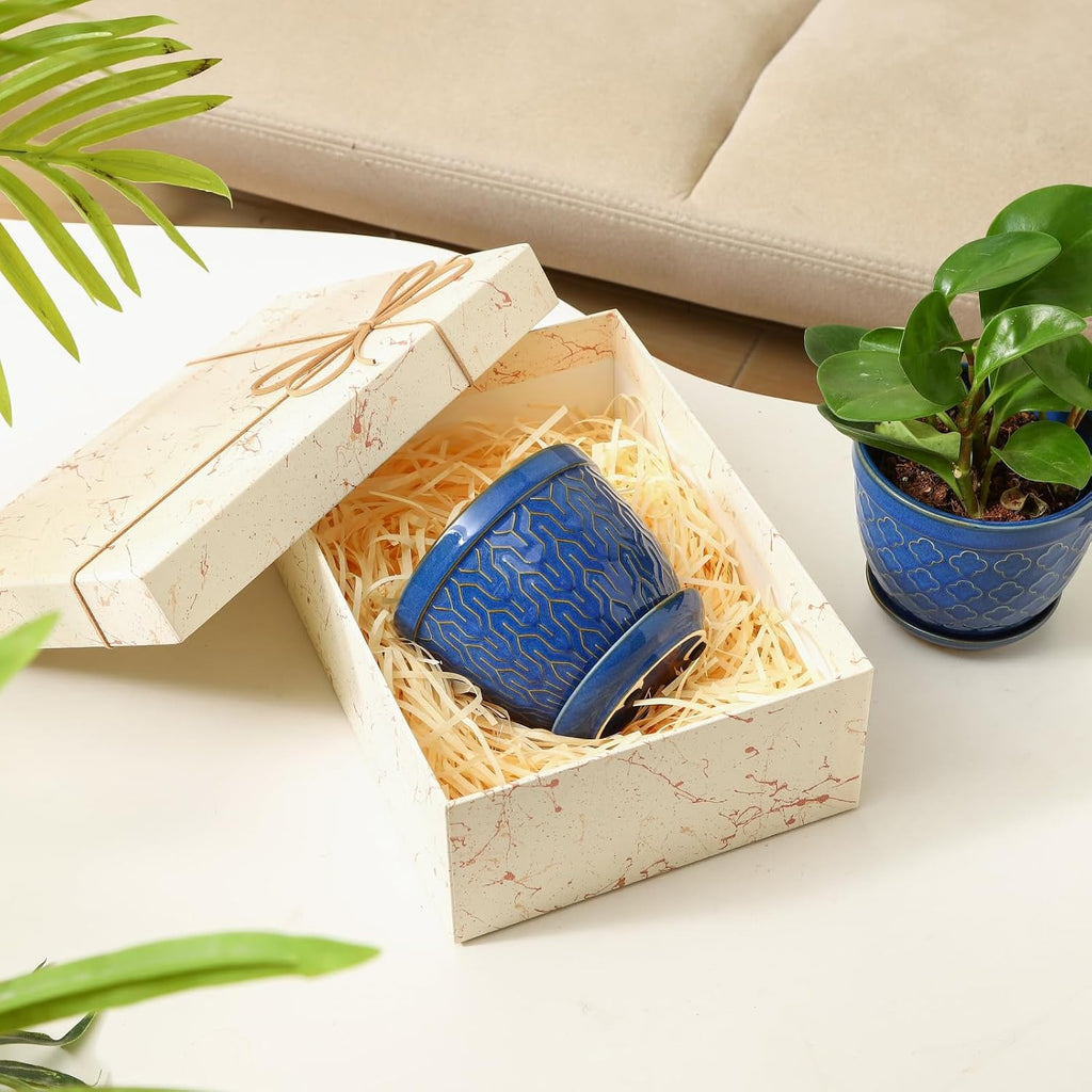 Sureasy Ceramic Plant Pots, 4.7 Inch Flower Pots for Indoor Plants, Succulent Pots with Saucer and Drainage Hole