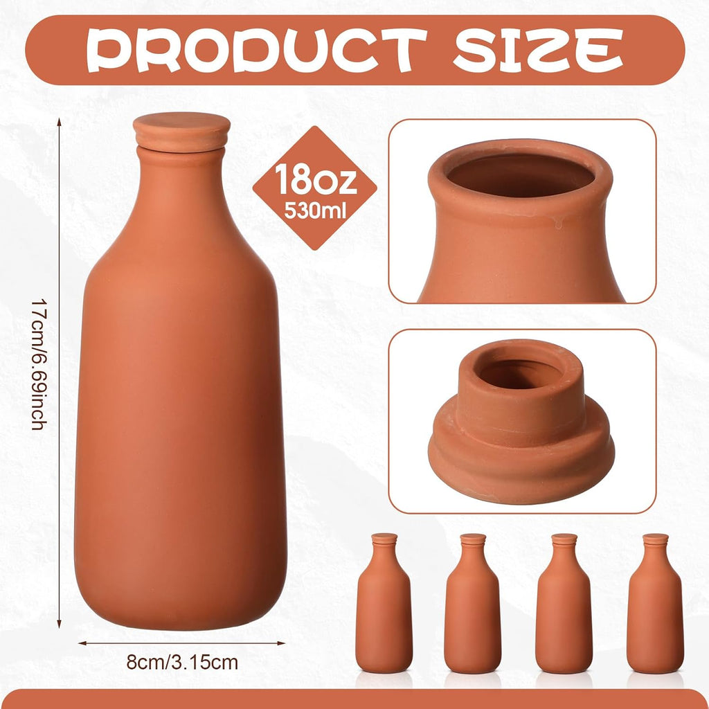 DoubleFill 4 Pcs 18oz Ollas Terracotta Watering Pots Self Watering Planter Insert Terracotta Globes Clay for Outdoor