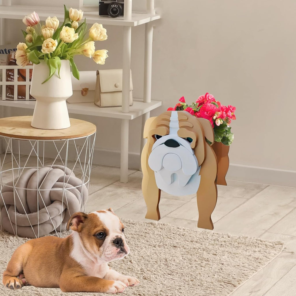 English Bulldog Dog Planter Pots, Animal Shaped Flower Pot | Cute Plant Gift for Women and Pet Lovers, Indoor Outdoor