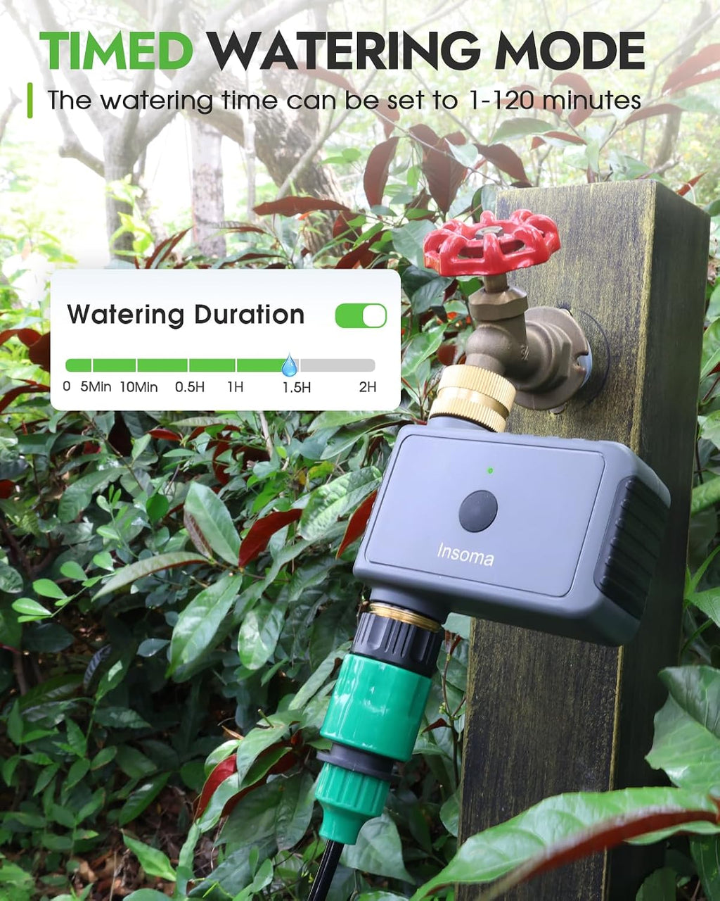 Insoma Remote Control Sprinkler Timer with Brass Inlet & Outlet, Garden Hose Timer Turns Water Off Automatically, Up to