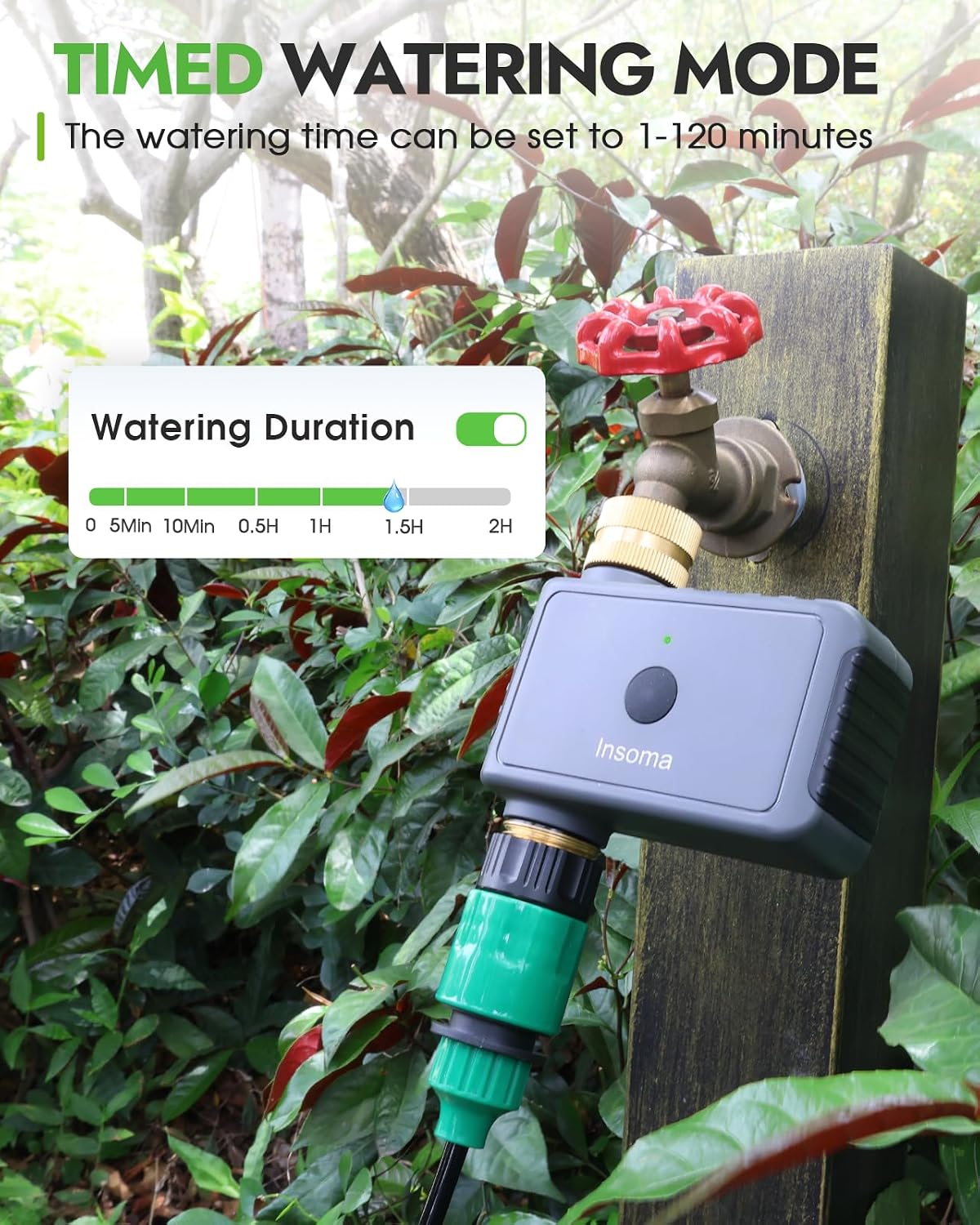Insoma Remote Control Sprinkler Timer with Brass Inlet & Outlet, Garden Hose Timer Turns Water Off Automatically, Up to