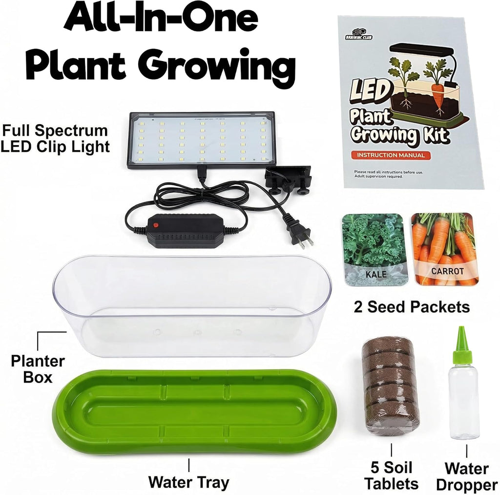 Kids Gardening Kit with LED Grow Light & Root Viewer - Kids Plant Growing Kit - Indoor Mini Garden Set - Vegetable &