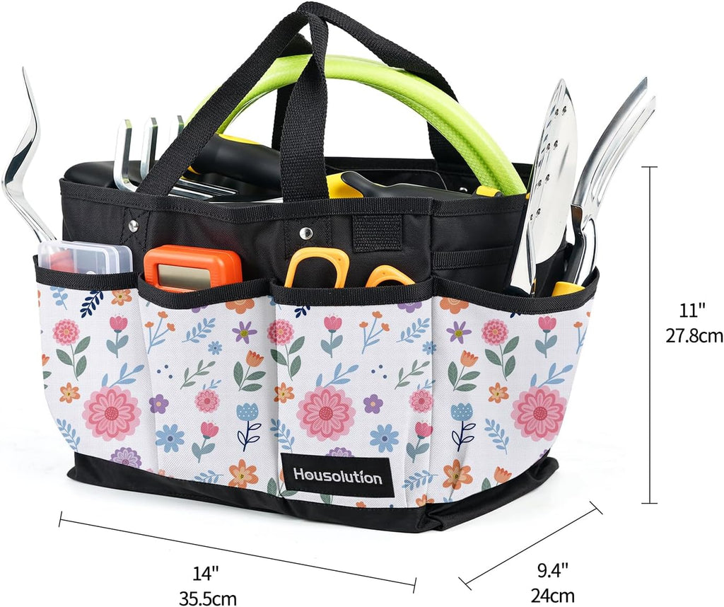 Housolution Gardening Tote Bag, Deluxe Garden Tool Storage Bag and Home Organizer with Pockets, Wear-Resistant &
