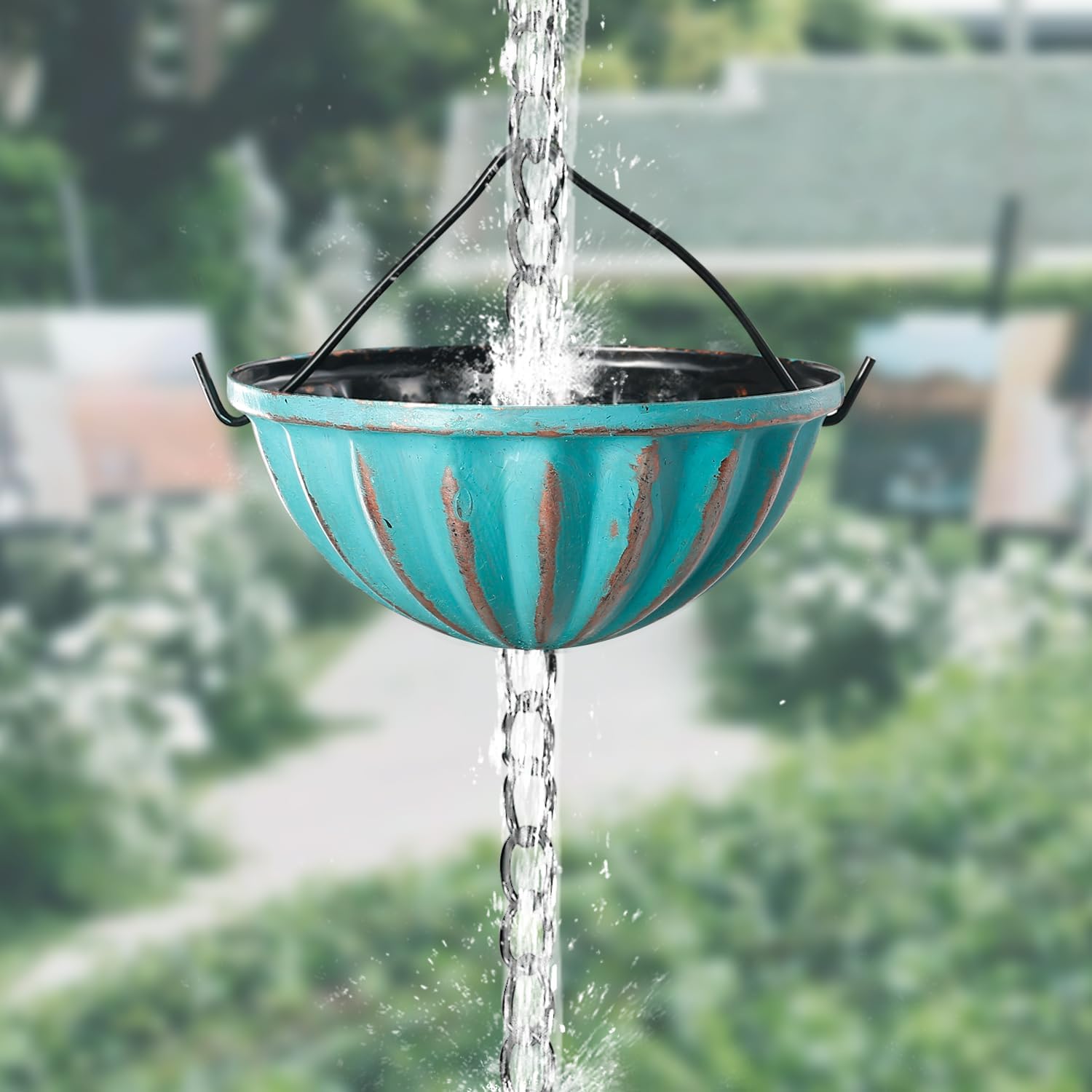 8.5 FT Butterfly Rain Chain with 12 Cups for Gutters Downspouts Outside | Metal Material, Large Opening to Avoid
