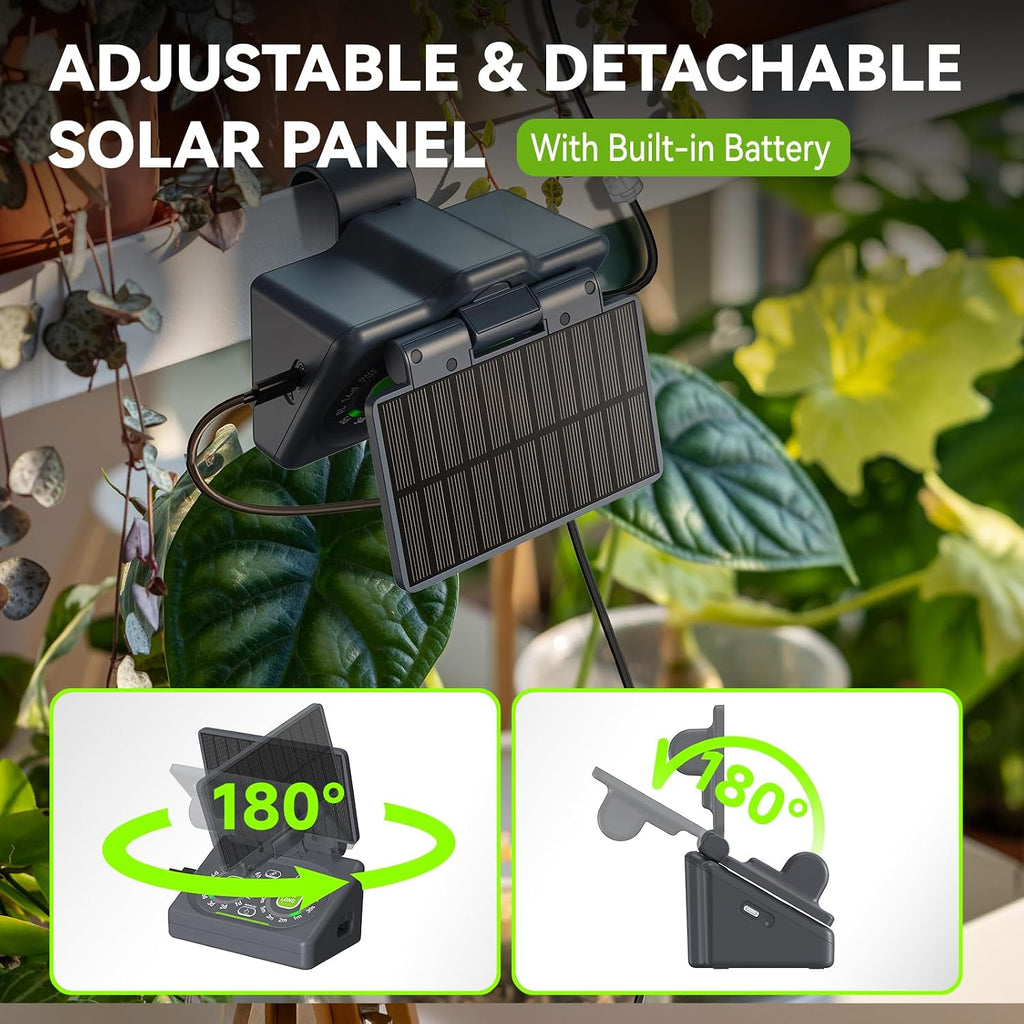 RAINPOINT Programmable Solar Drip Irrigation System for Indoor Houseplant Support Up to 15 Plants, Compact Vacation