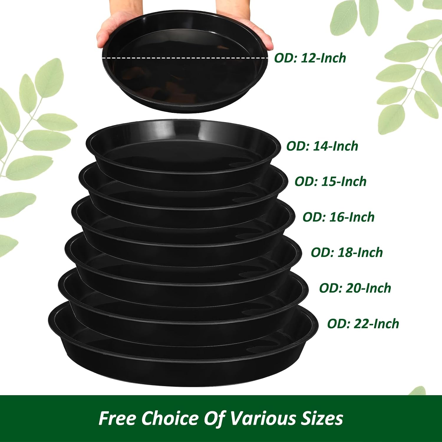 PATIKIL 4 Pack Plastic Plant Saucer, 18 Inch Plant Tray for Pots Round Plant Dish Plant Drip Trays Water Tray for