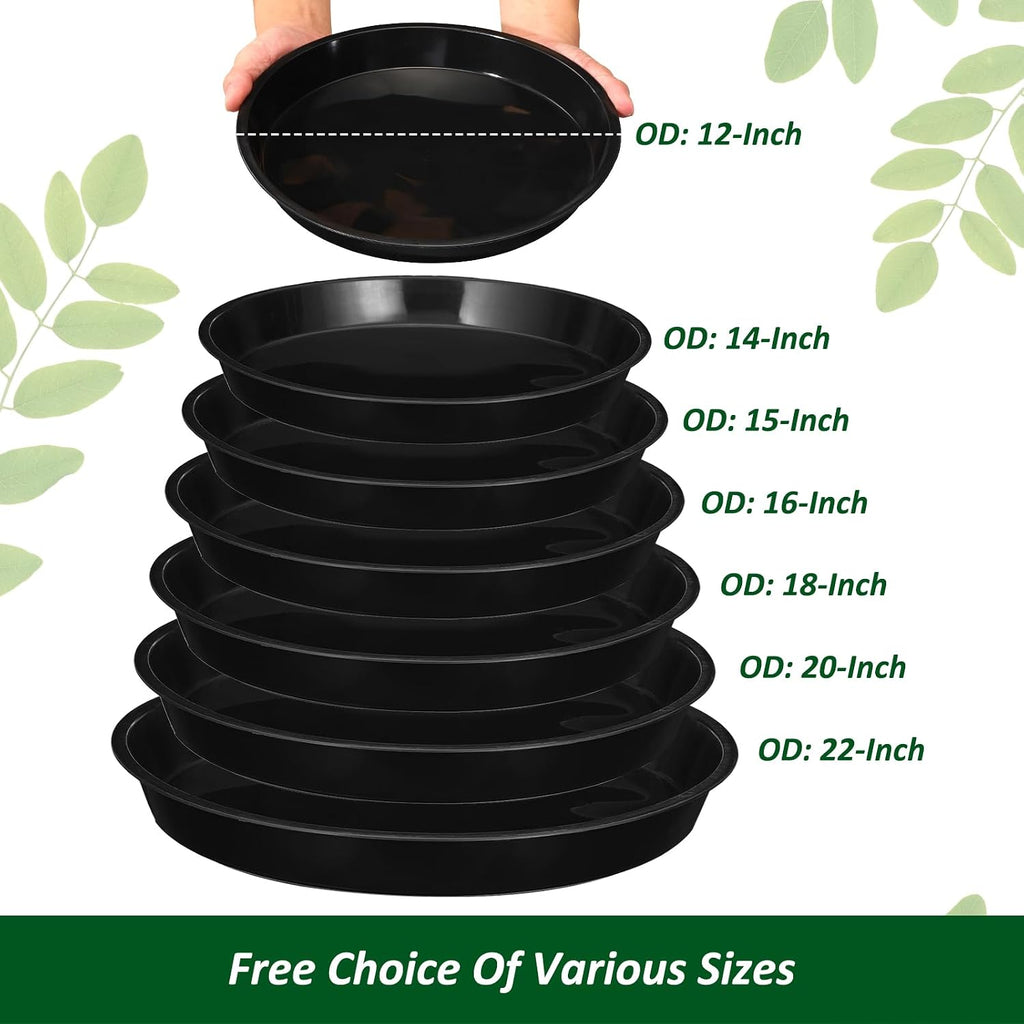 PATIKIL 4 Pack Plastic Plant Saucer, 14 Inch Plant Tray for Pots Round Plant Dish Plant Drip Trays Water Tray for