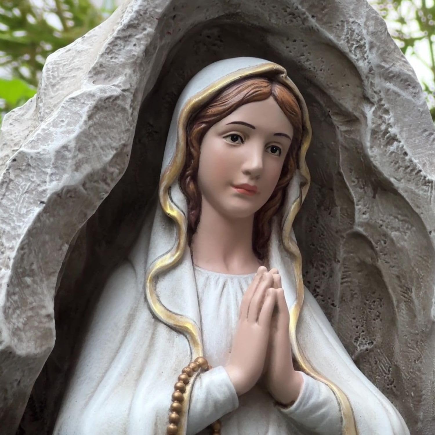 Our Lady of Lourdes Statue - 24 Inches Virgin Mary Statue Outdoor Catholic Garden Decor, Our Lady of Lourdes Grotto