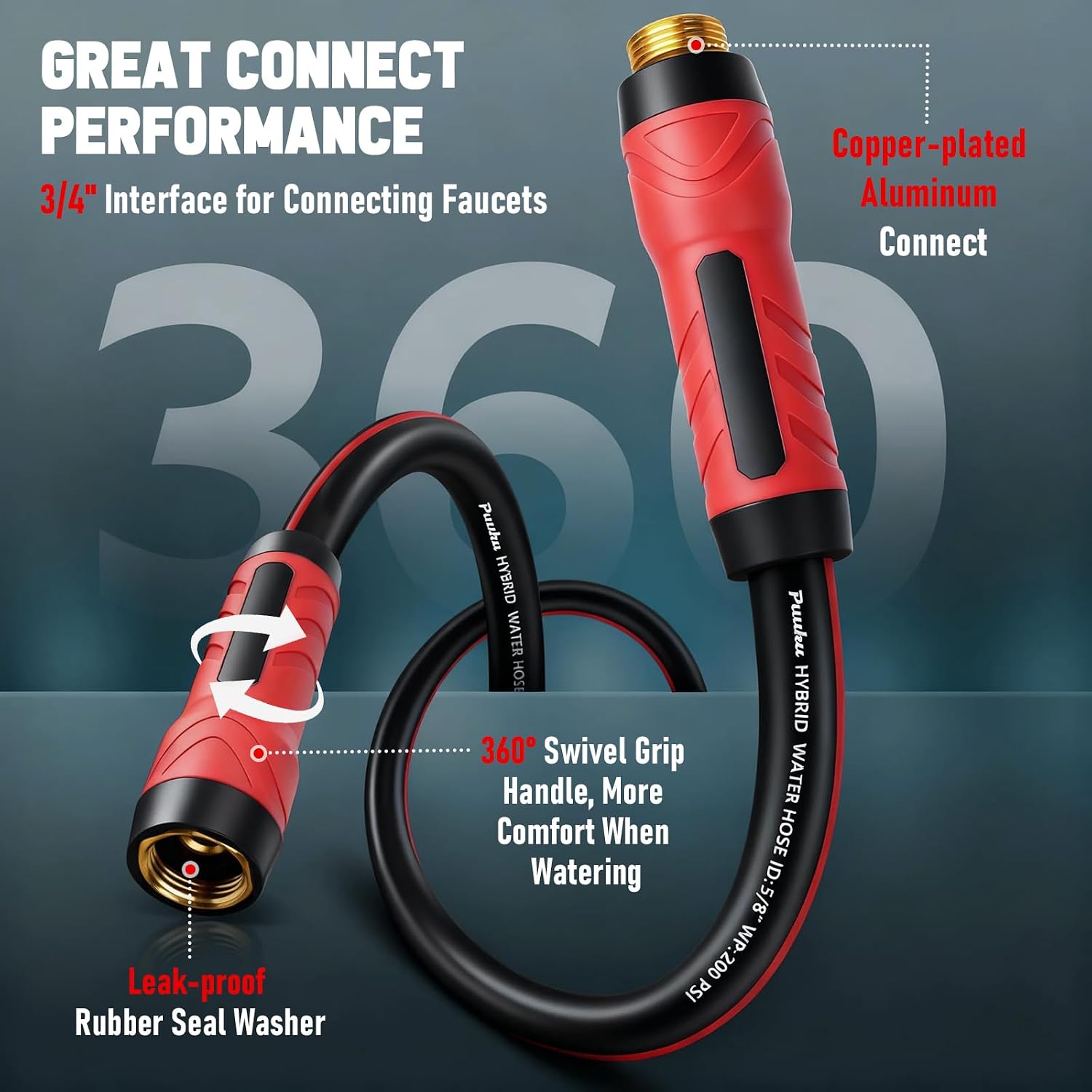 Garden Hose 25ft x 5/8", NON-EXPANDABLE Heavy Duty Premium Flexible Hose | No Kink, Leakproof, Lightweight Hybrid Water