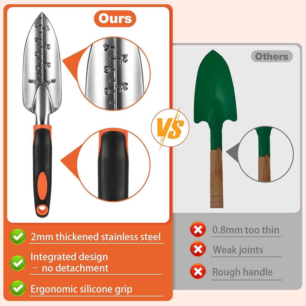 9-Piece Garden Tools Set Heavy Duty Stainless Steel with Tote Bag | Non-Slip Ergonomic Handles, Rust-Resistant – Ideal