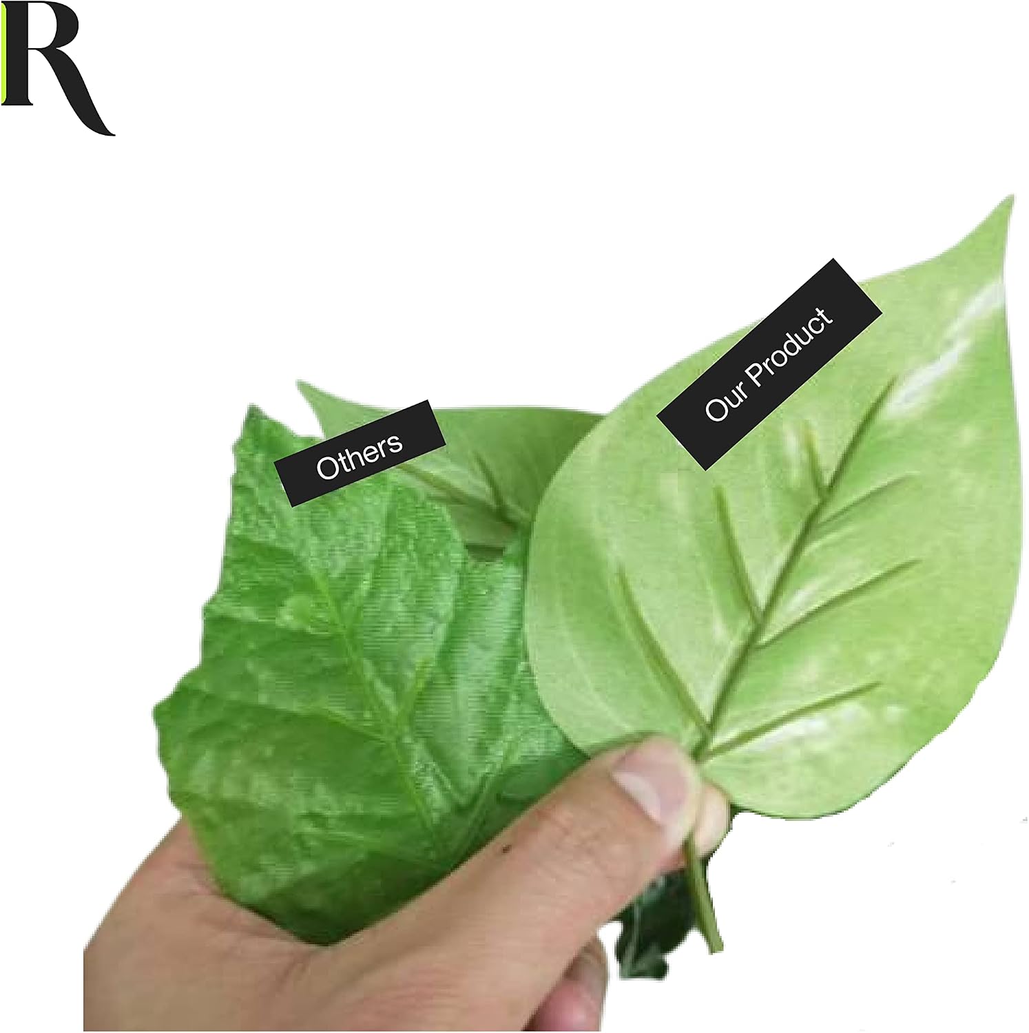 Retrograde 32" Fake Plant, Silk Faux Pothos Ivy Plant (Light Green) | Removable Pot Included, Realistic Silk Fake