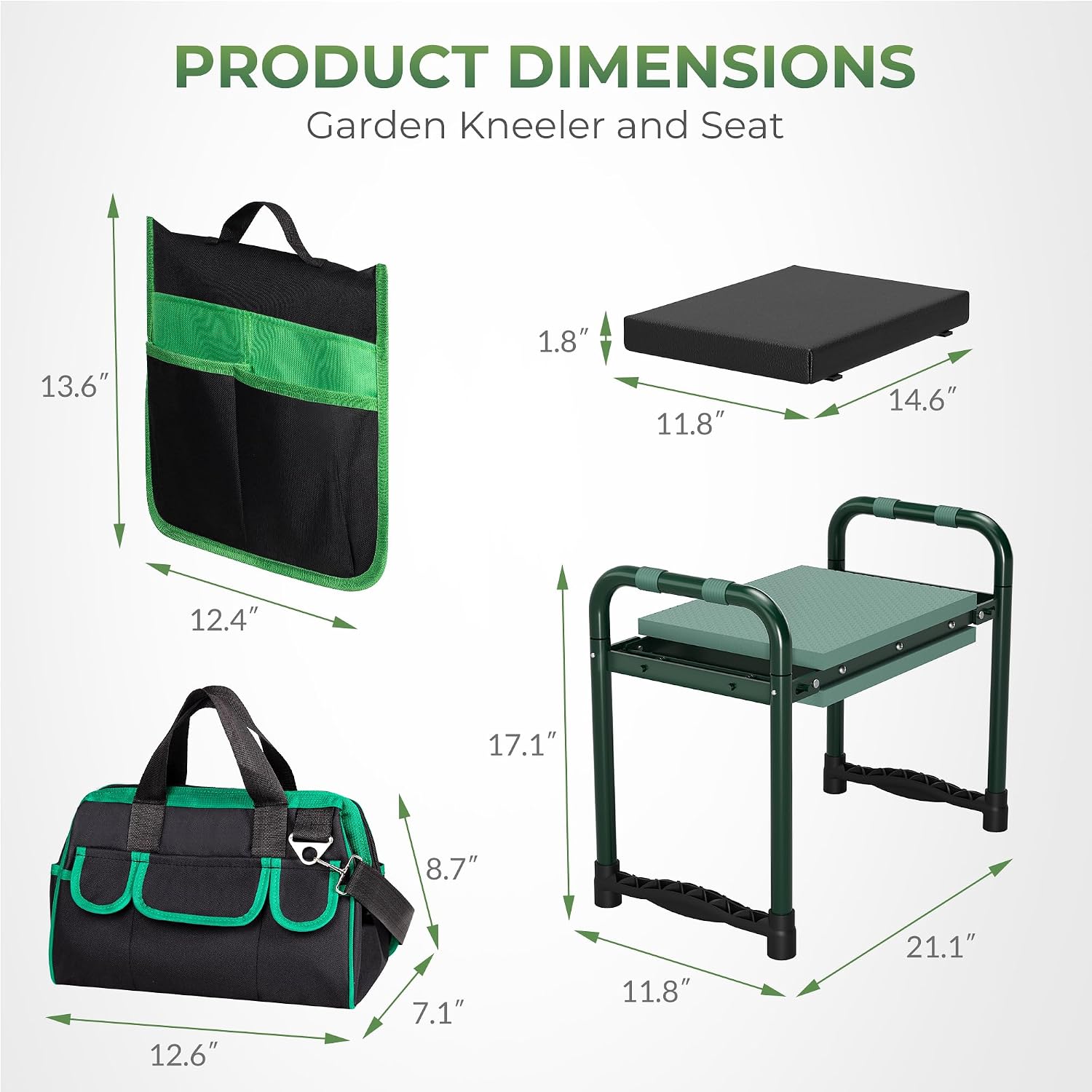 Walensee Garden Kneeler and Seat, with Wider Soft Kneeling Pad & Tool Pouch | Heavy Duty collapsible Garden Tools