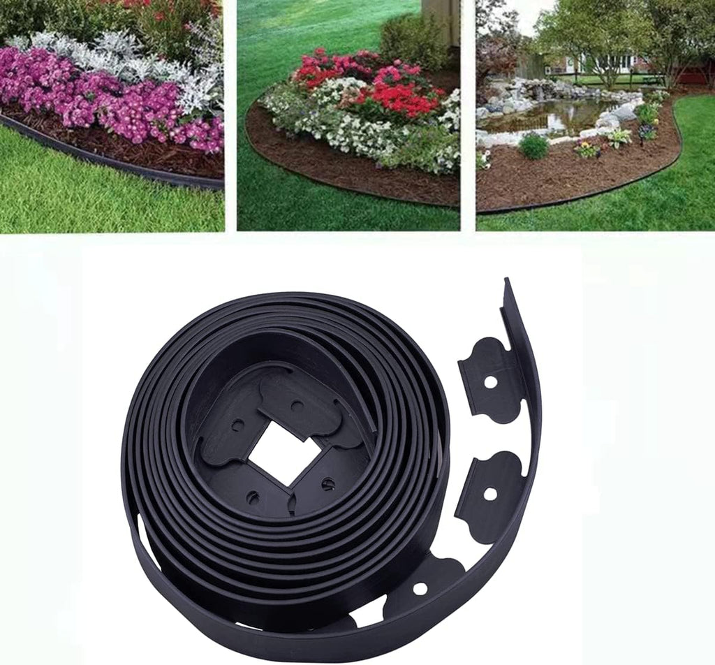 Garden Edging，40ft Landscape Edging with 40 Spikes for Lawn 2 Inch Tall(Black, 40FT)