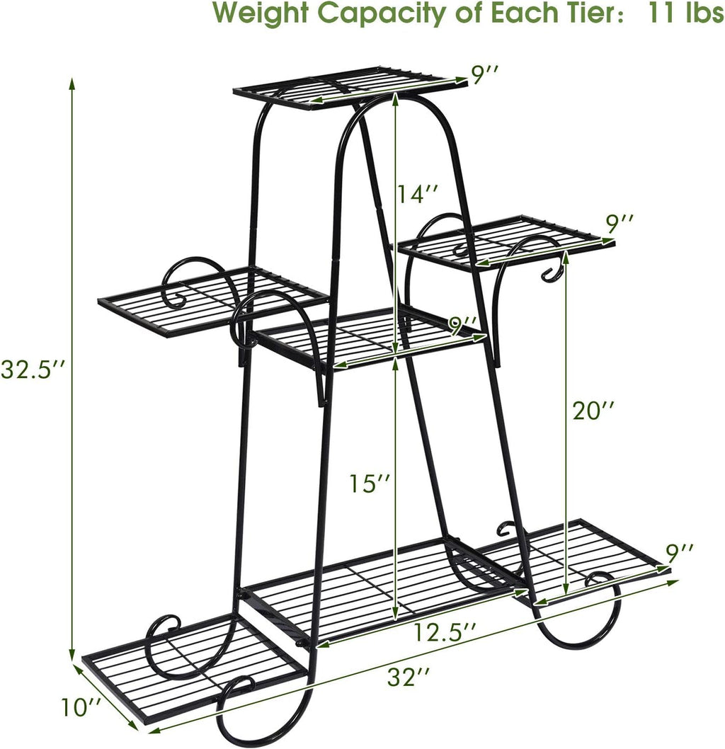 S AFSTAR 7 Tier Plant Stand, Parisian Style Garden Cart Stand, Multi-layer Mental Plant Stand, Plant Flower Pot Display