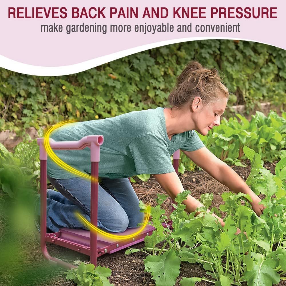 Garden Kneeler Upgraded, Gardening Kneelers Stool with Rugged & Sturdy Steel Frame, Garden Seat and Kneeler Bench with