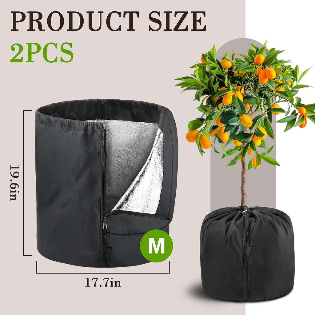 UNIFAMILY 2Pack Plant Pot Covers for Pot Insulation with Drawstring and Zipper, Winter Plant Covers Freeze Protection