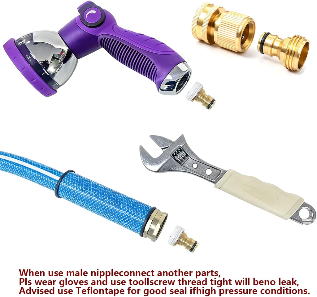 Garden Hose Quick Connect Solid Brass Quick Connector Garden Hose Fitting Water Hose Connectors 3/4 inch GHT