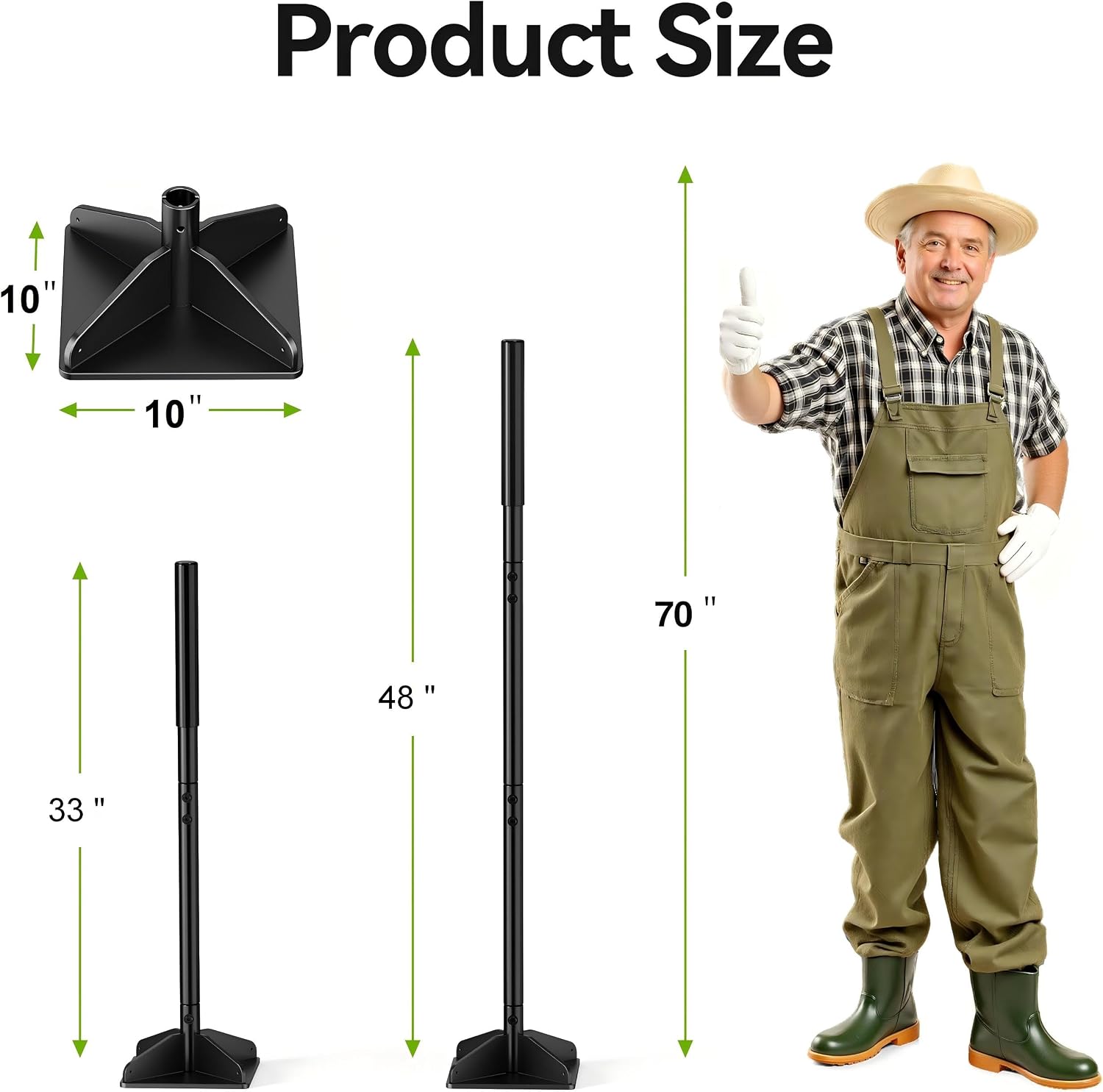 48" Handle Steel Tamper,10×10" Tamper Tool Landscaping | Heavy Duty Handle Tamper with Comfortable Rubber Grip, Garden