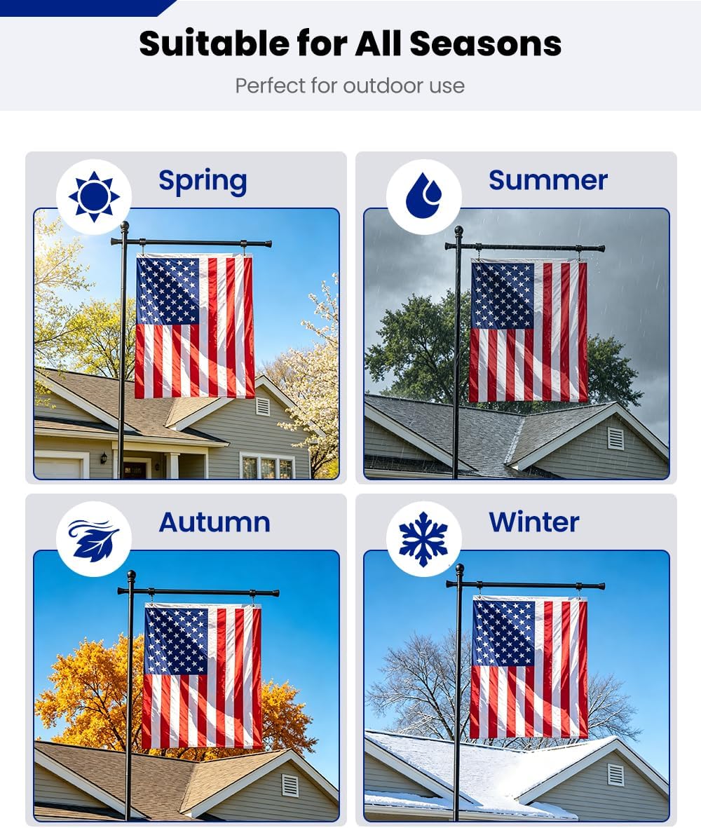 Koutemie 10FT In Ground Flag Pole Holder for Outside House for 3x5 Flags | Adjustable Flag Poles for 3x5 American