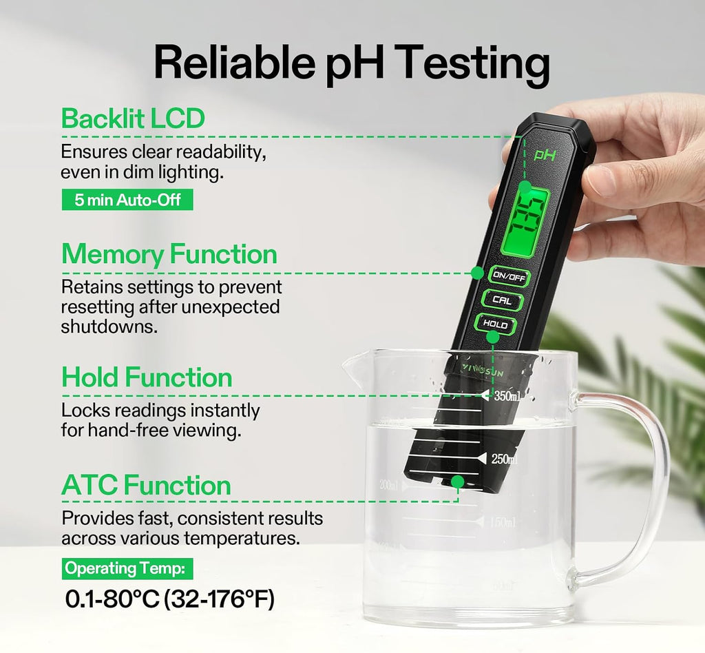 VIVOSUN Digital pH Meter, 3-in-1 TDS/EC/Temperature Meter, 3-in-1 Soil Moisture/pH/Light Tester Combo for Home, Garden