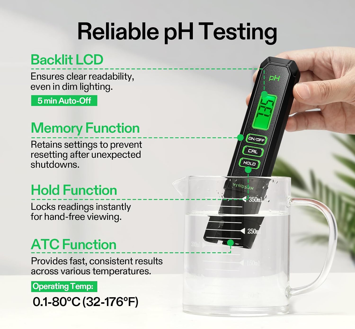 VIVOSUN Digital pH Meter, 3-in-1 TDS/EC/Temperature Meter, 3-in-1 Soil Moisture/pH/Light Tester Combo for Home, Garden