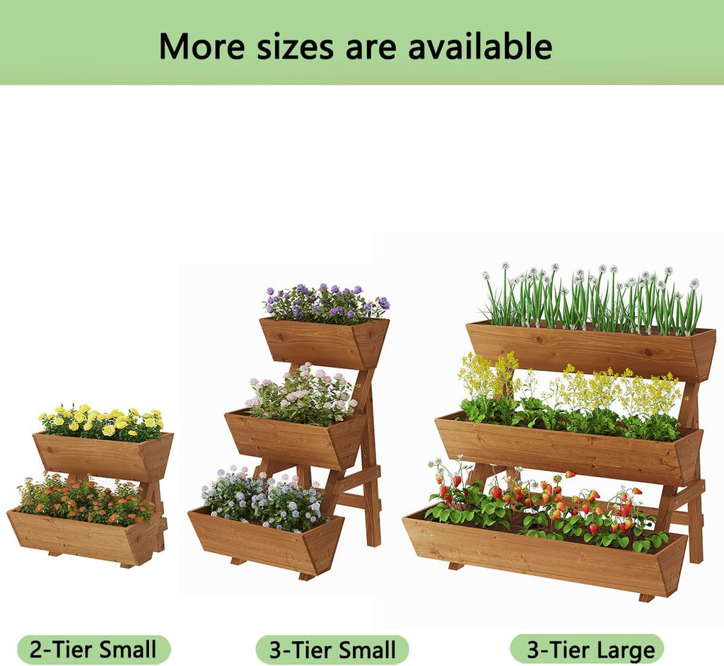 3 Tier Vertical Garden Planter Raised Garden Bed Tiered Planter Box Outdoor | Wood Planter Box Plant Stand Gardening