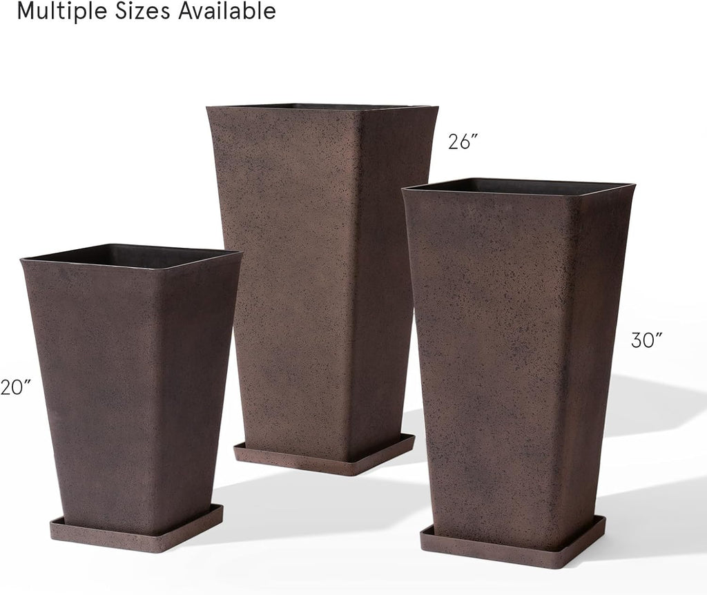 LA JOLIE MUSE Tall Outdoor Planters Set of 2, 20 Inch Large Tapered Planter | Tall Planters with Shelf Insert, Large