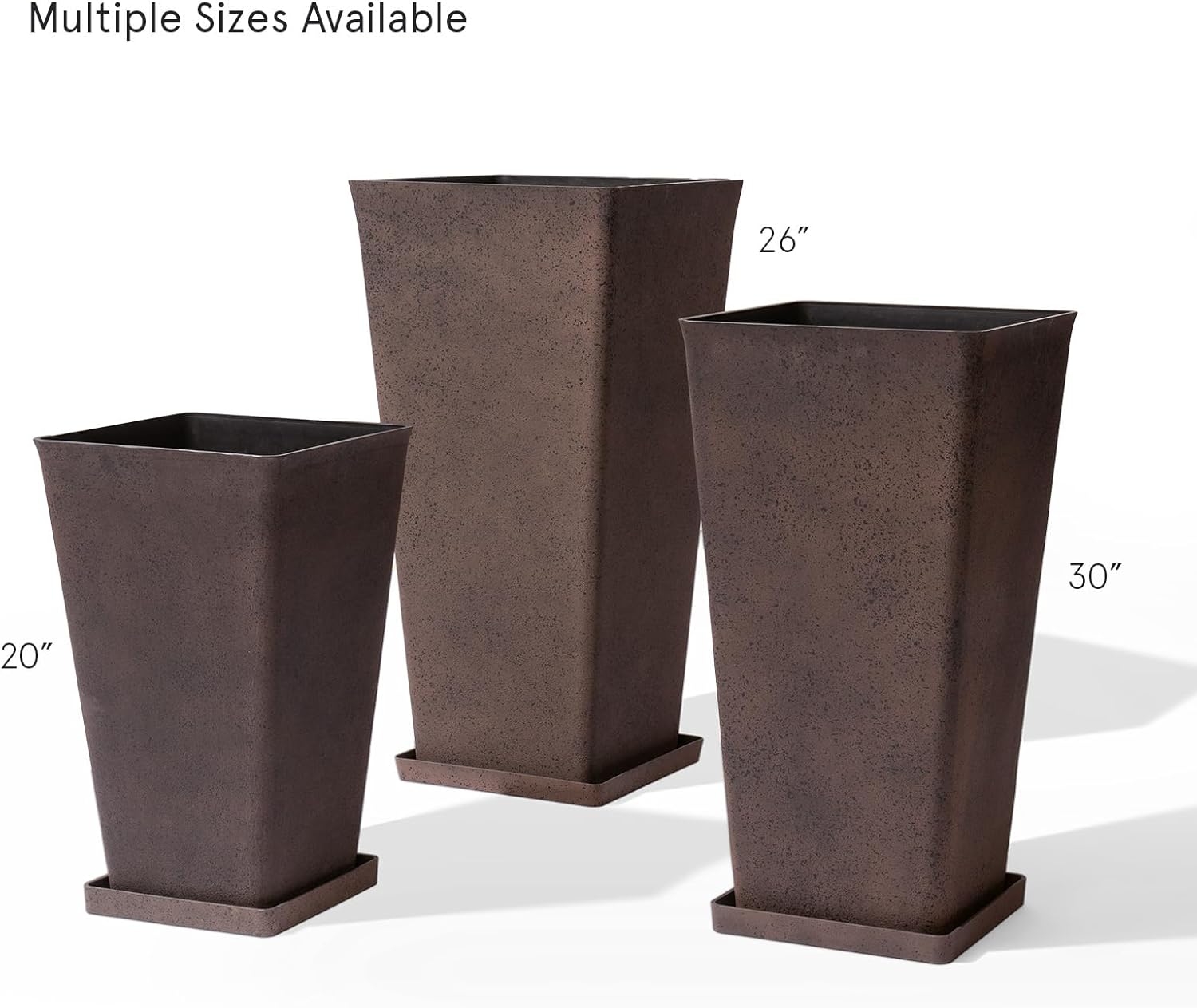 LA JOLIE MUSE Tall Outdoor Planters Set of 2, 20 Inch Large Tapered Planter | Tall Planters with Shelf Insert, Large