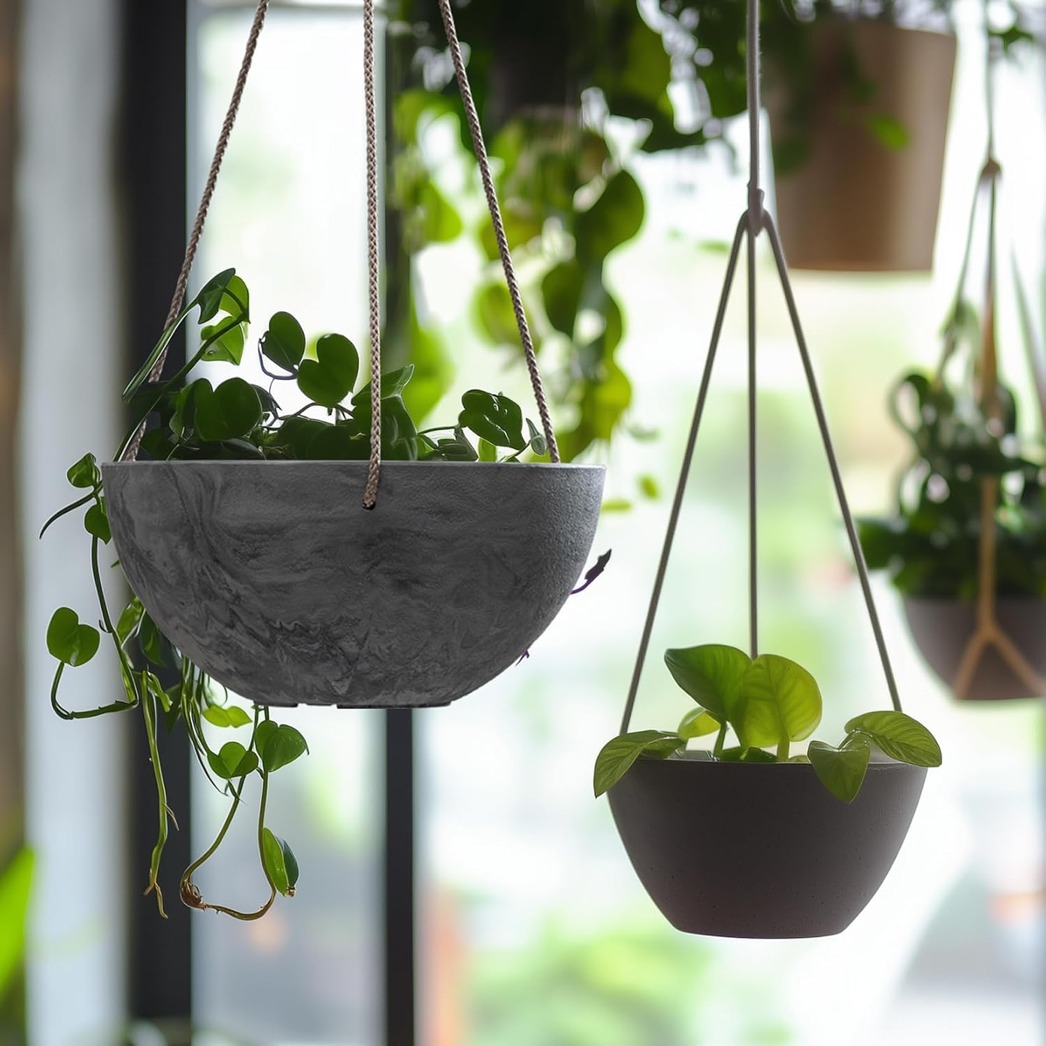 LA JOLIE MUSE Hanging Planter Baskets for Indoor Plant, Set of 2, 9.84 Inch | Decorative Hanging Baskets with Drainage