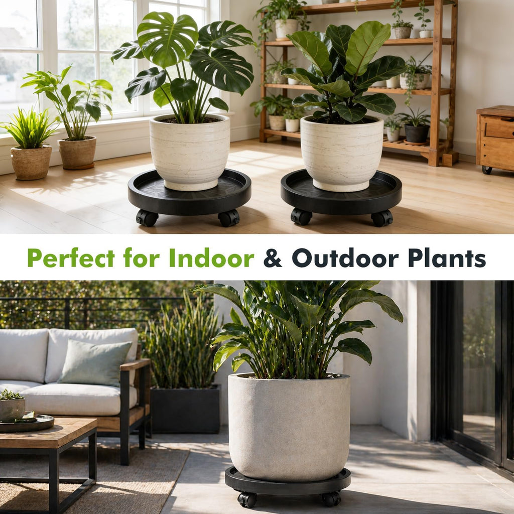 Planterhoma 5 Packs 12 Inch Plant Caddy with Wheels Rolling Plant Stand Wheeled Plant Dolly Heavy-Duty Large Pot Mover