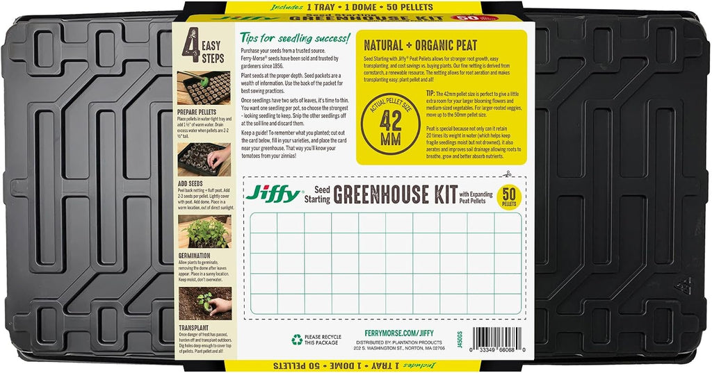 Ferry-Morse Jiffy Seed Starter Tray Kit - 50 Cell, Bonus SUPERthrive, Plant Labels - 2 Pack - Peat/Plastic