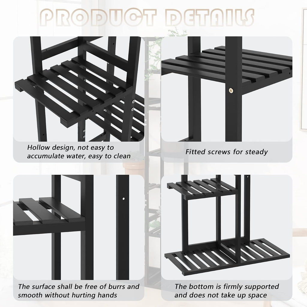 Laiensia Bamboo Plant Stand Rack 6 Tier,Multiple Stand Holder Shelf Rack, Indoor&Outdoor Planter Display Shelves for