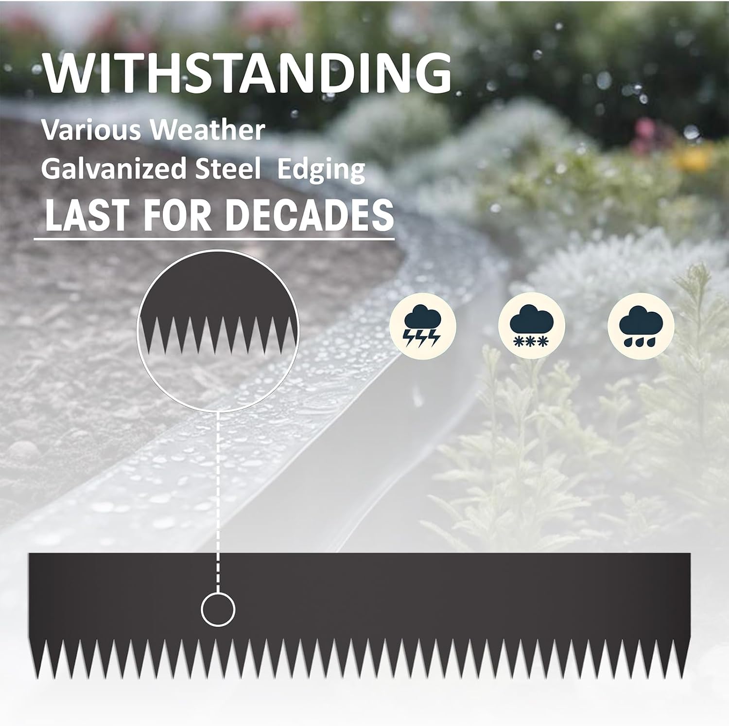 20ft. 6-Pack Galvanized Metal Edging for Landscaping - 40" L x 8" H Metal Landscape Edging with 6 Stakes, Hammer-in