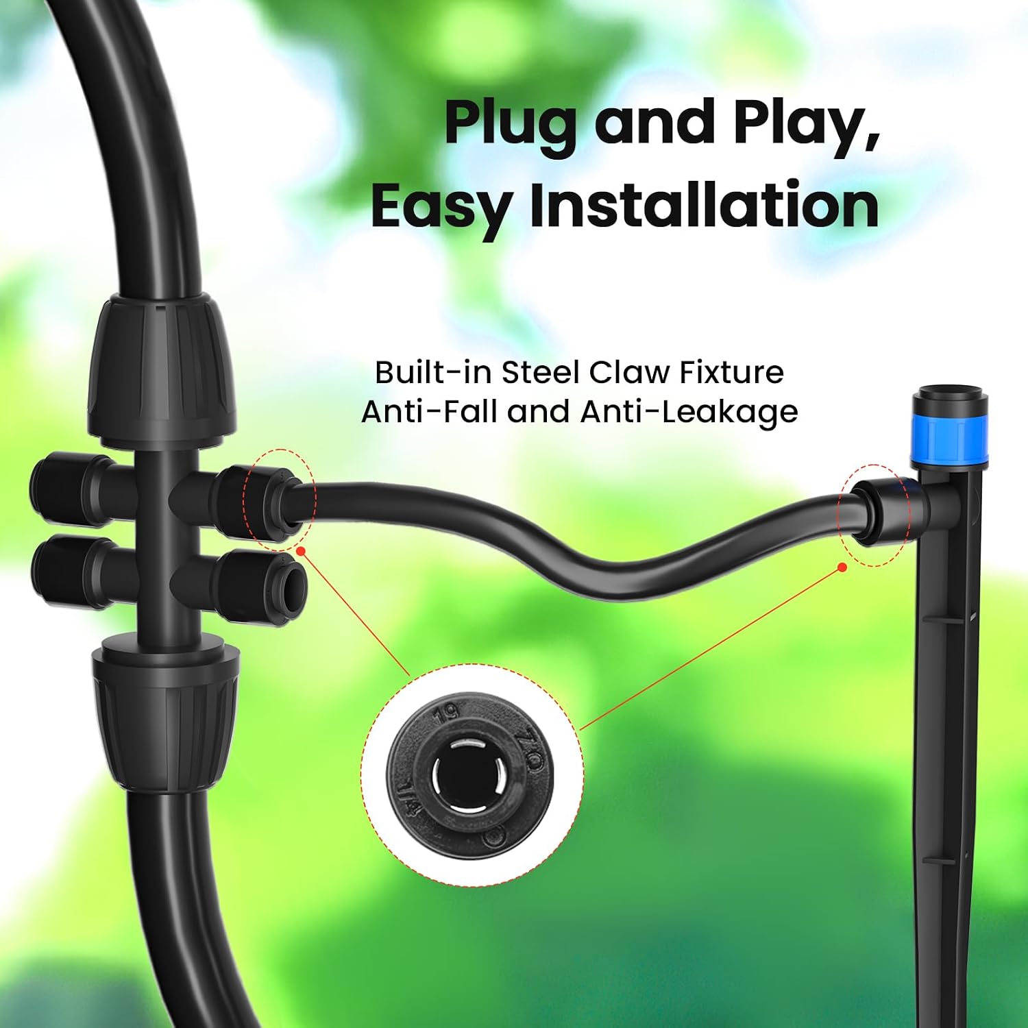 MIXC Drip Irrigation System,Quick Connector Garden Watering System Automatic Sprinkler System Kit for Lawn Raised Bed